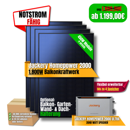 1800W Jackery HomePower 2000 Balkonkraftwerk
