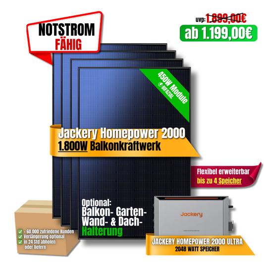 1800W Jackery HomePower 2000 Balkonkraftwerk