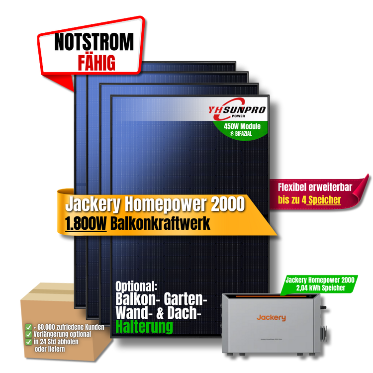 1800W Jackery HomePower 2000 Balkonkraftwerk