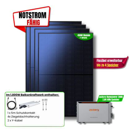 1800 W Balkonkraftwerk Jackery Homepower 2000 Speicher