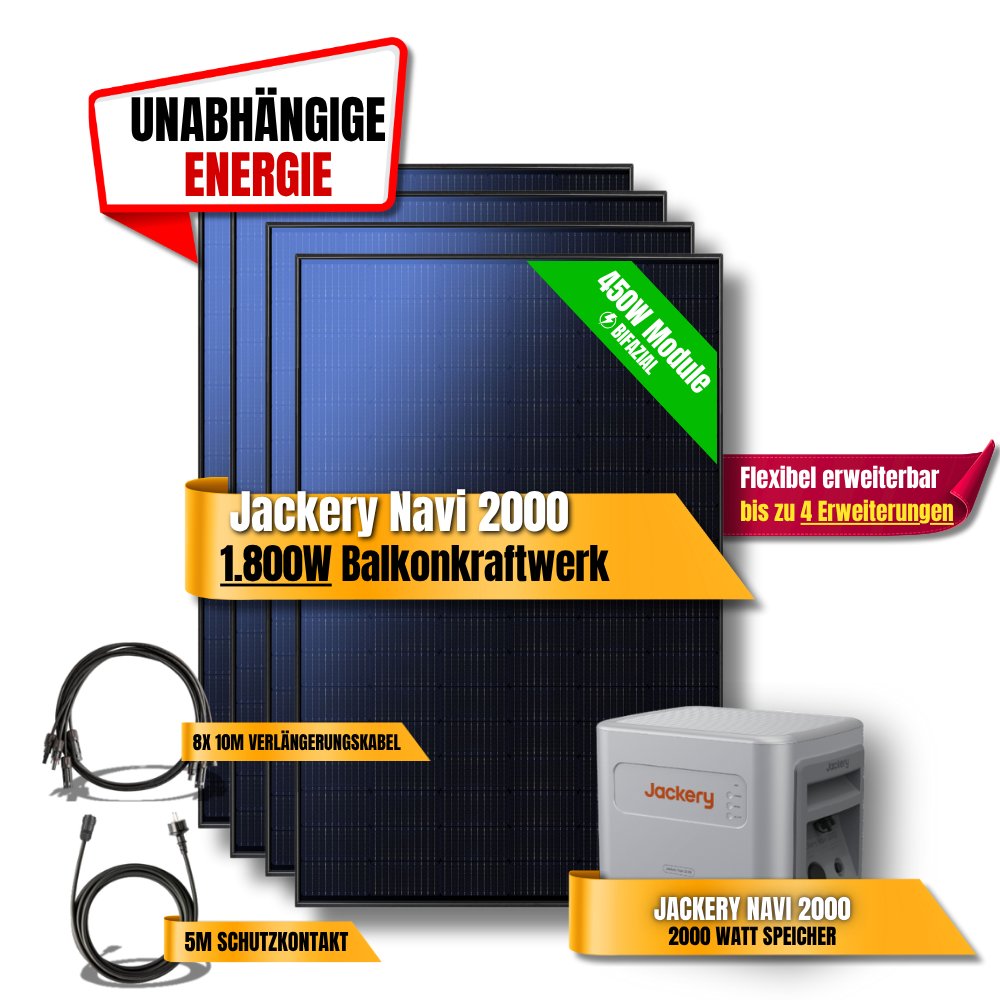 1800W Jackery Navi 2000 Balkonkraftwerk