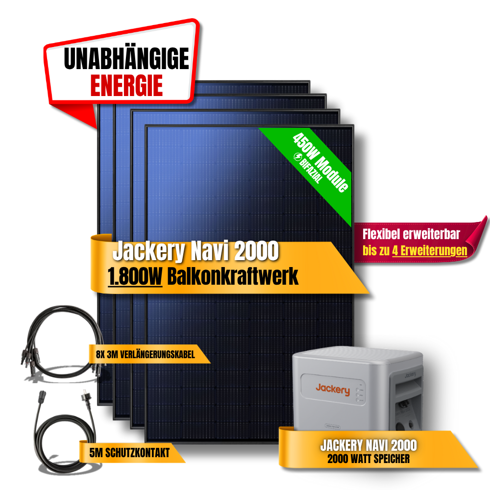 1800W Jackery Navi 2000 Balkonkraftwerk
