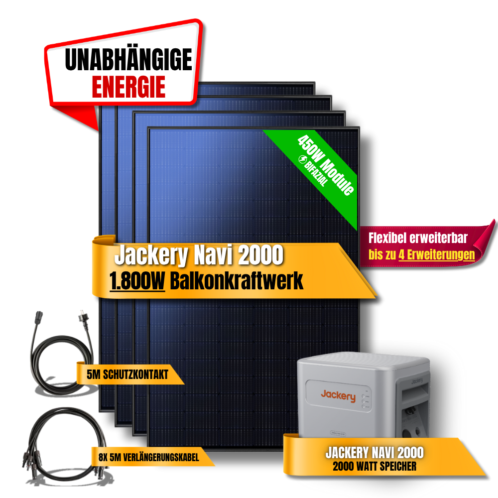1800W Jackery Navi 2000 Balkonkraftwerk