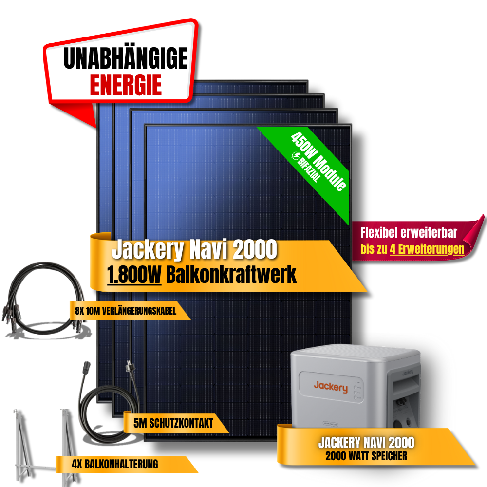 1800W Jackery Navi 2000 Balkonkraftwerk