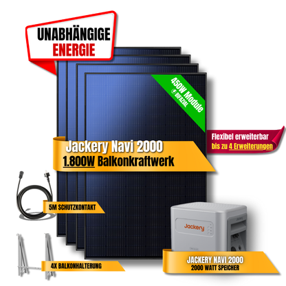 1800W Jackery Navi 2000 Balkonkraftwerk