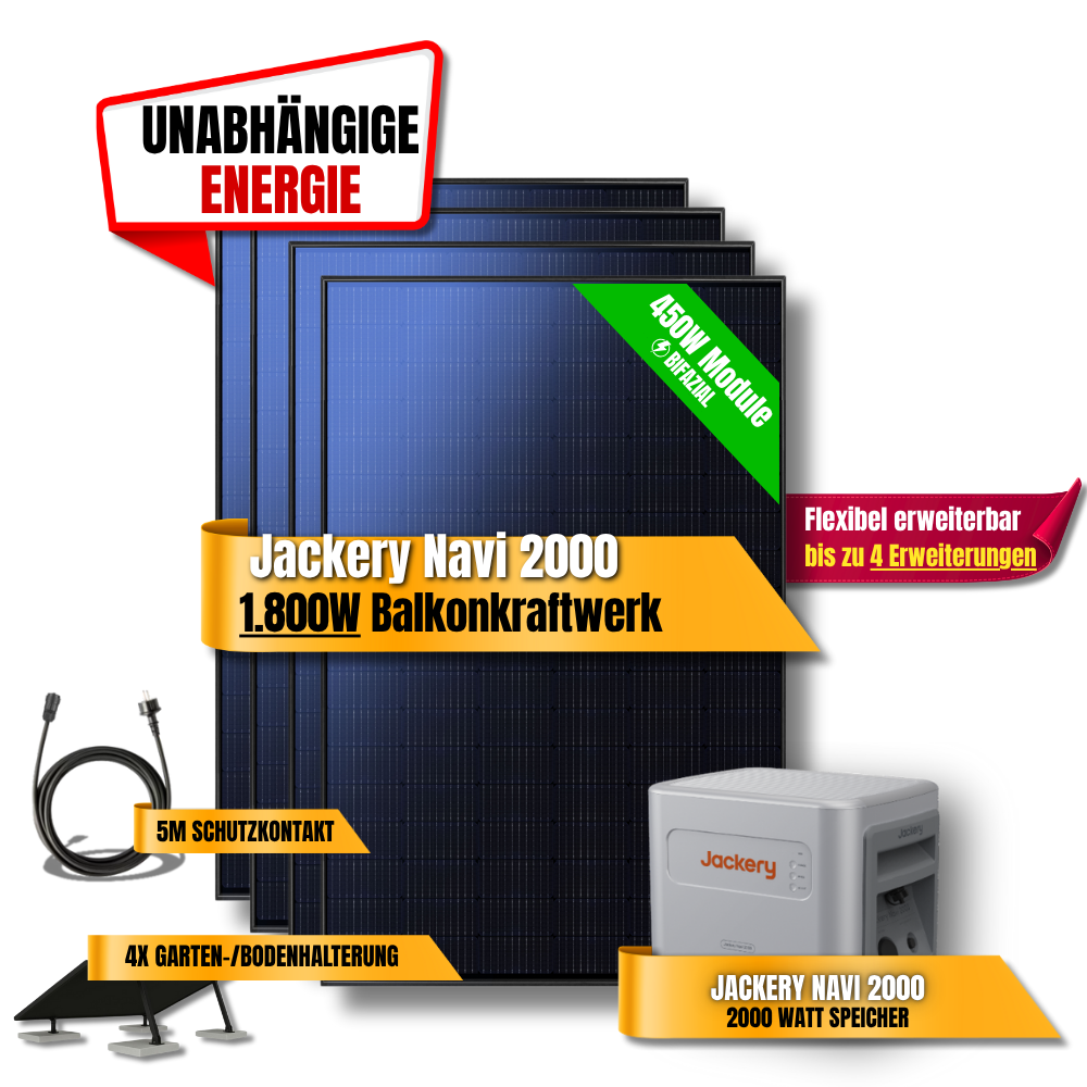 1800W Jackery Navi 2000 Balkonkraftwerk
