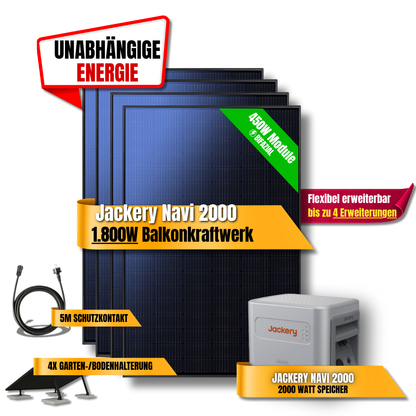 1800W Jackery Navi 2000 Balkonkraftwerk