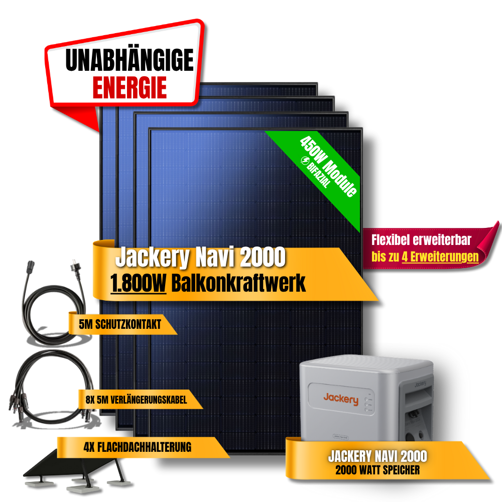 1800W Jackery Navi 2000 Balkonkraftwerk