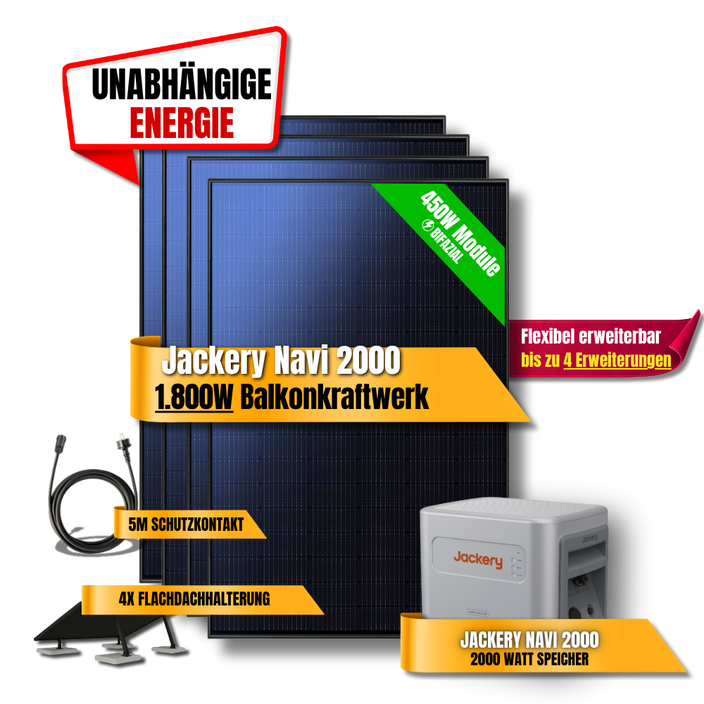 1800W Jackery Navi 2000 Balkonkraftwerk
