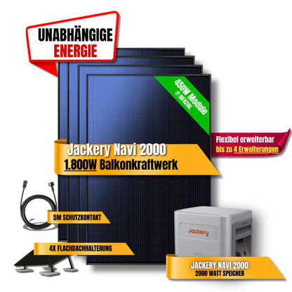 1800W Jackery Navi 2000 Balkonkraftwerk
