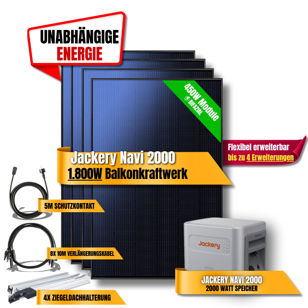1800W Jackery Navi 2000 Balkonkraftwerk
