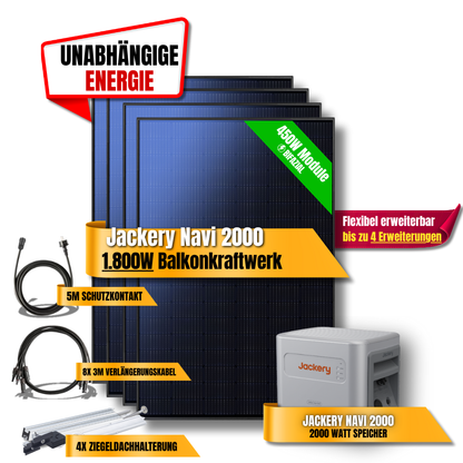 1800W Jackery Navi 2000 Balkonkraftwerk