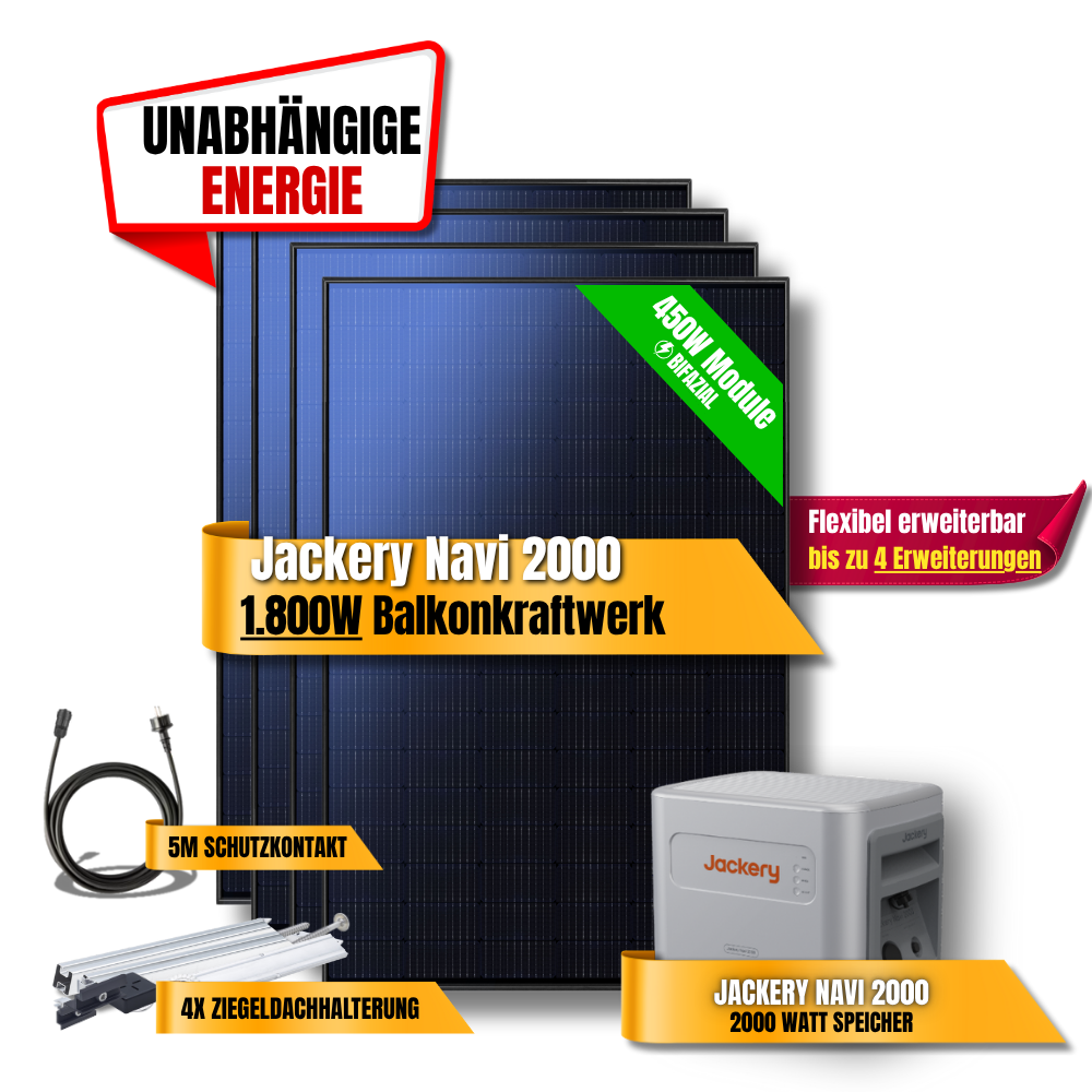 1800W Jackery Navi 2000 Balkonkraftwerk