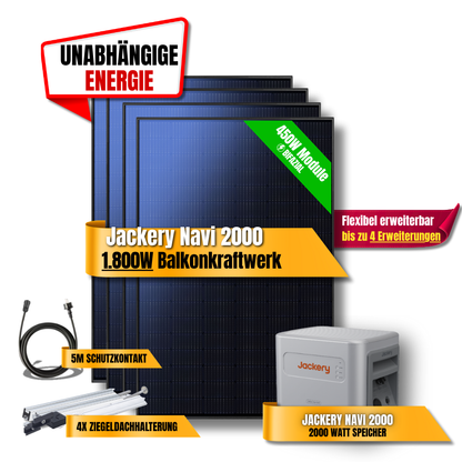 1800W Jackery Navi 2000 Balkonkraftwerk