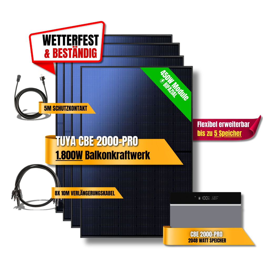 1800 Watt Tuya CBE 2000-Pro Balkonkraftwerk