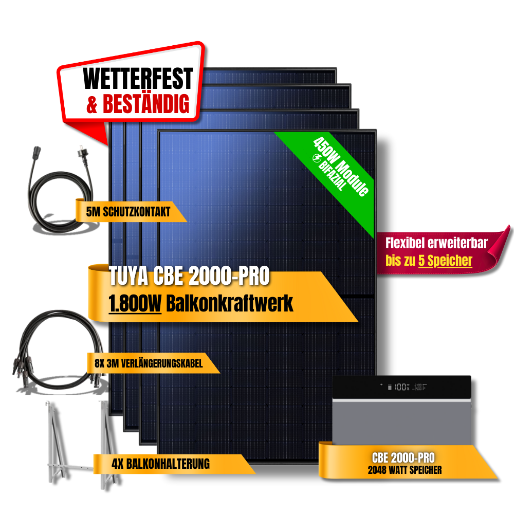 1800 Watt Tuya CBE 2000-Pro Balkonkraftwerk