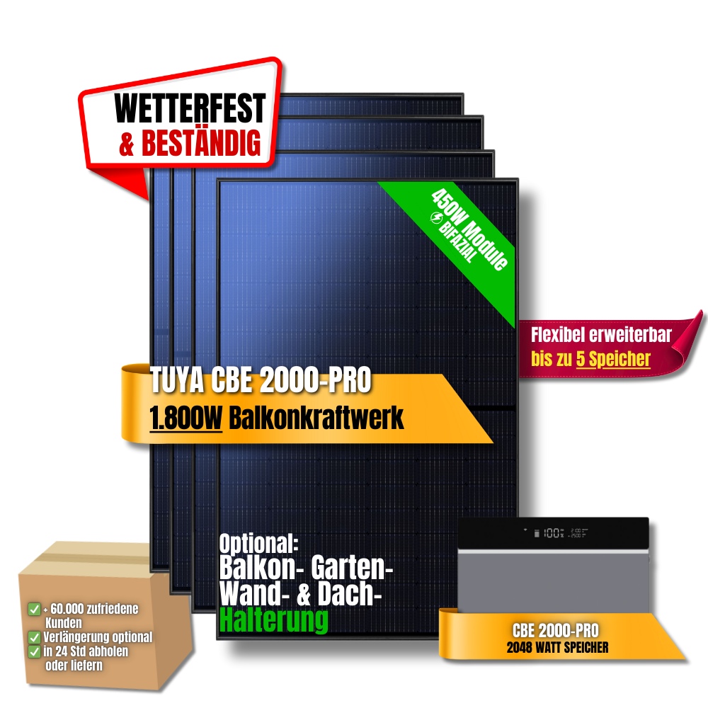 1800 Watt Tuya CBE 2000-Pro Balkonkraftwerk