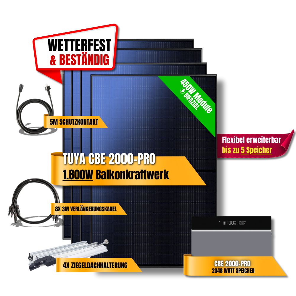 1800 Watt Tuya CBE 2000-Pro Balkonkraftwerk