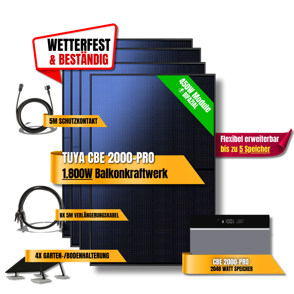 1800 Watt Tuya CBE 2000-Pro Balkonkraftwerk