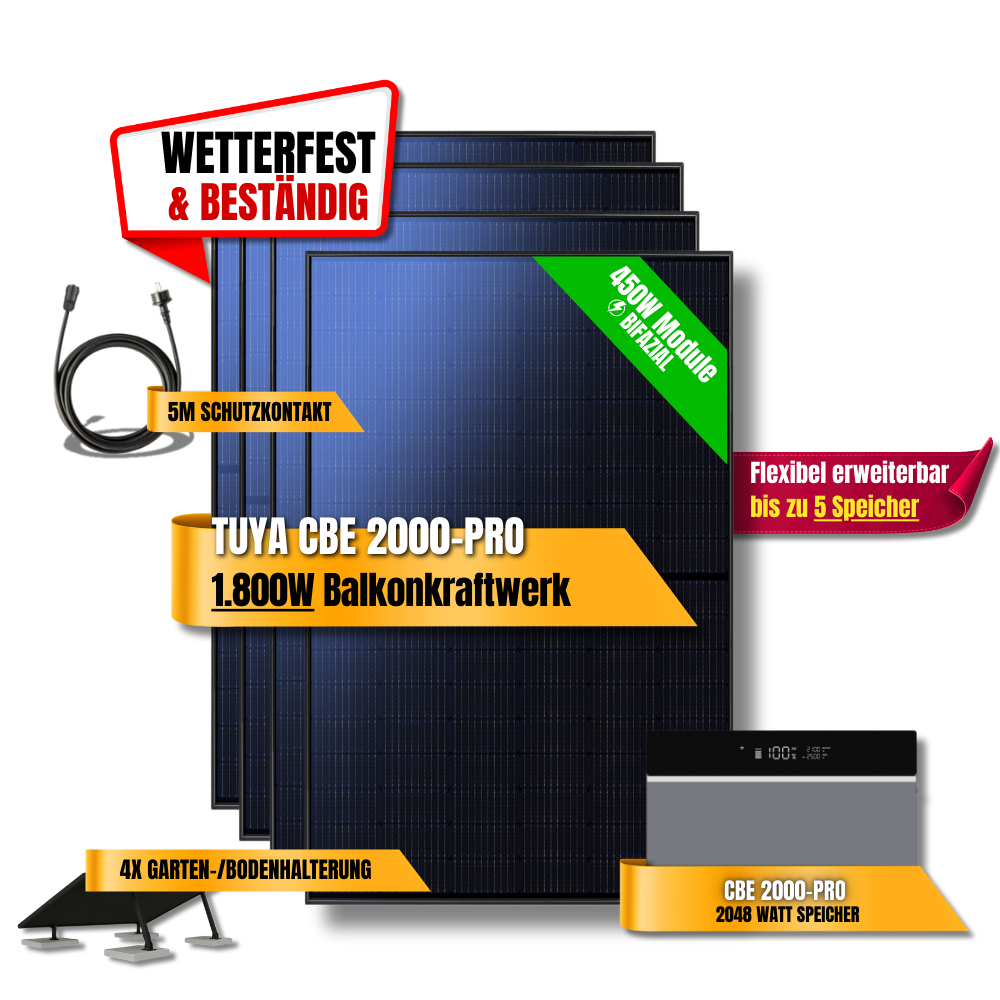 1800 Watt Tuya CBE 2000-Pro Balkonkraftwerk