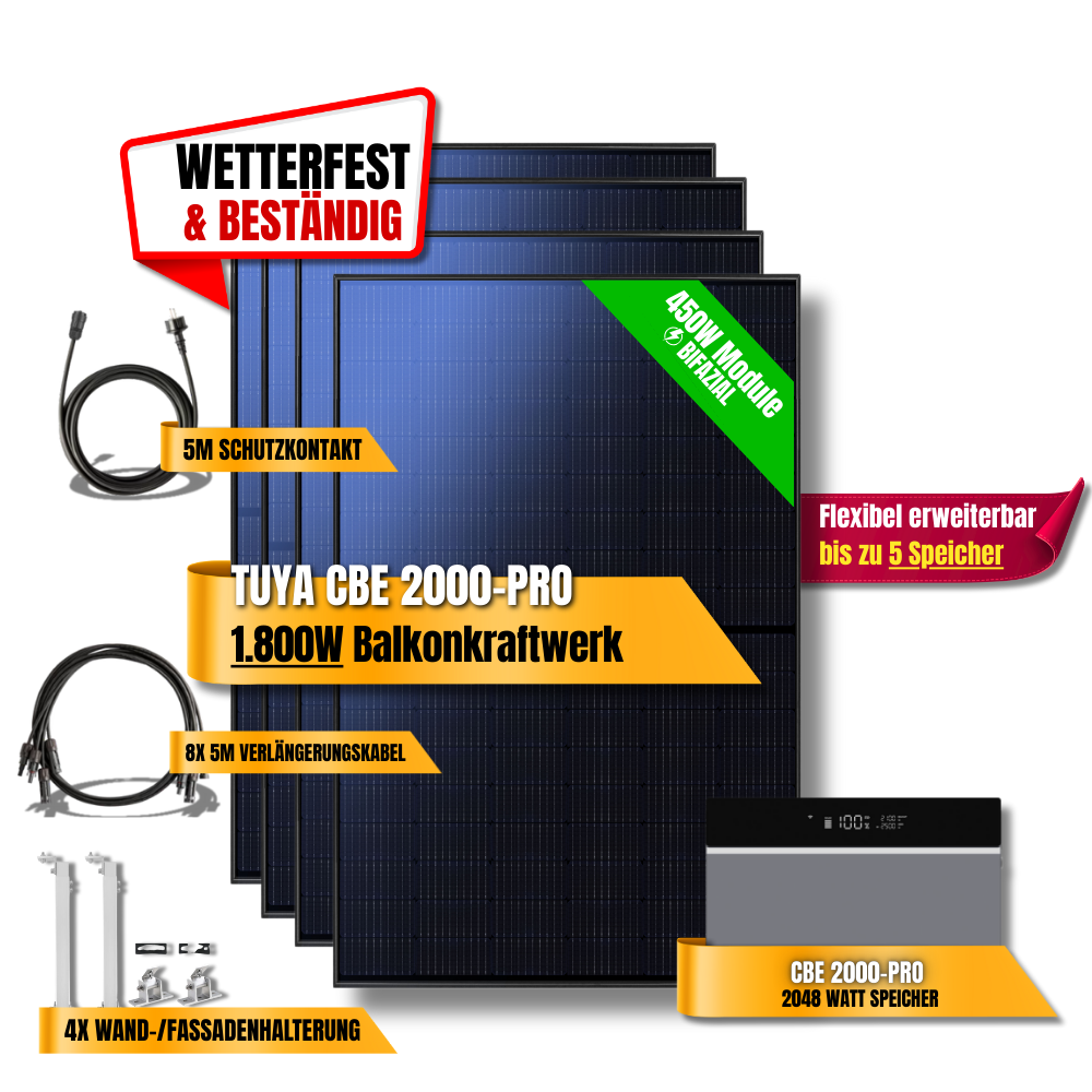 1800 Watt Tuya CBE 2000-Pro Balkonkraftwerk