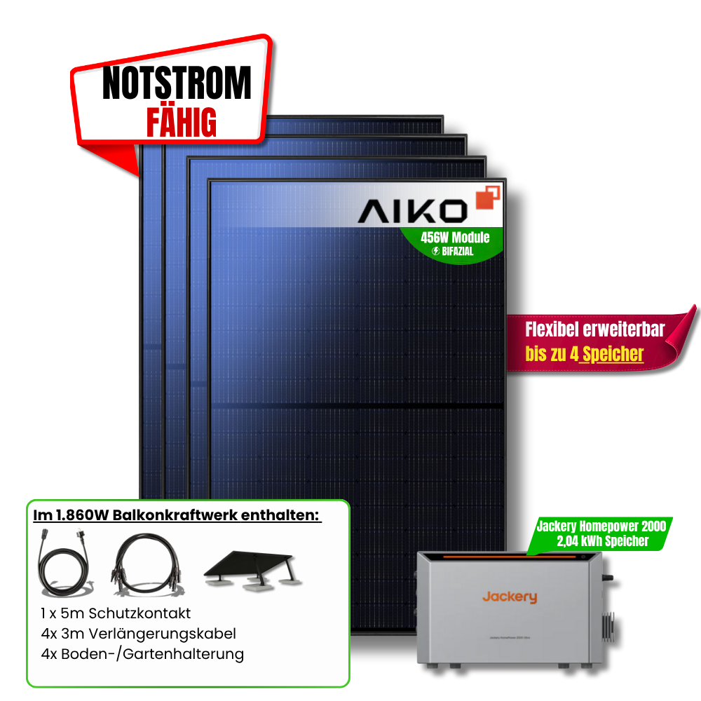 1.860W Jackery HomePower 2000 Balkonkraftwerk