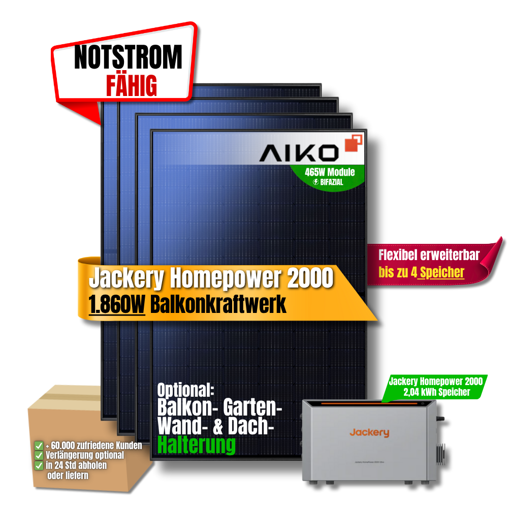 1.860W Jackery HomePower 2000 Balkonkraftwerk