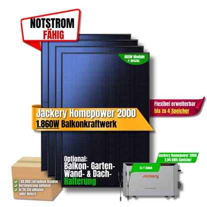 1860 W Balkonkraftwerk Jackery Homepower 2000 Speicher
