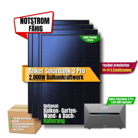 2000 W Balkonkraftwerk Anker SOLIX Solarbank 3 Pro Speicher