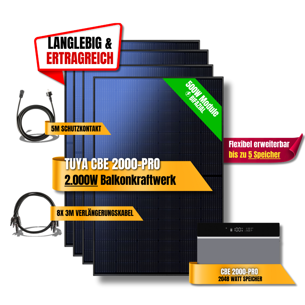 2000 Watt Tuya CBE 2000-Pro Balkonkraftwerk
