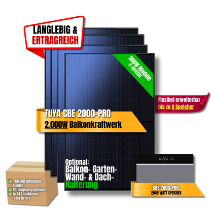 2000 Watt Tuya CBE 2000-Pro Balkonkraftwerk