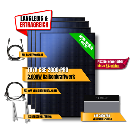 2000 Watt Tuya CBE 2000-Pro Balkonkraftwerk