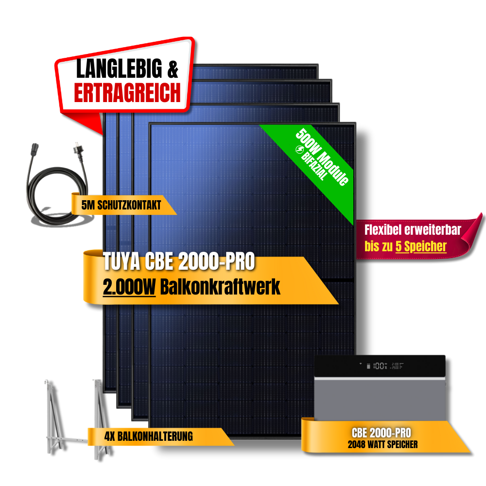 2000 Watt Tuya CBE 2000-Pro Balkonkraftwerk