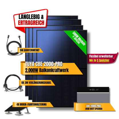 2000 Watt Tuya CBE 2000-Pro Balkonkraftwerk