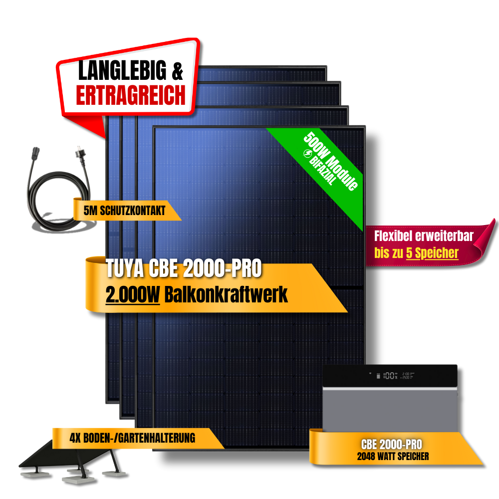 2000 Watt Tuya CBE 2000-Pro Balkonkraftwerk