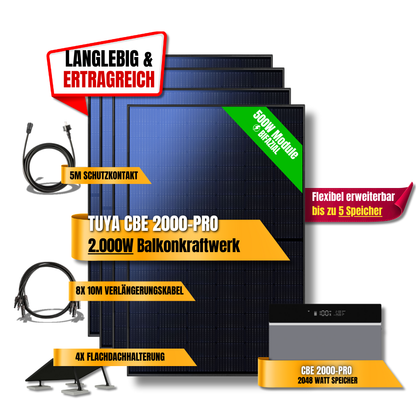 2000 Watt Tuya CBE 2000-Pro Balkonkraftwerk