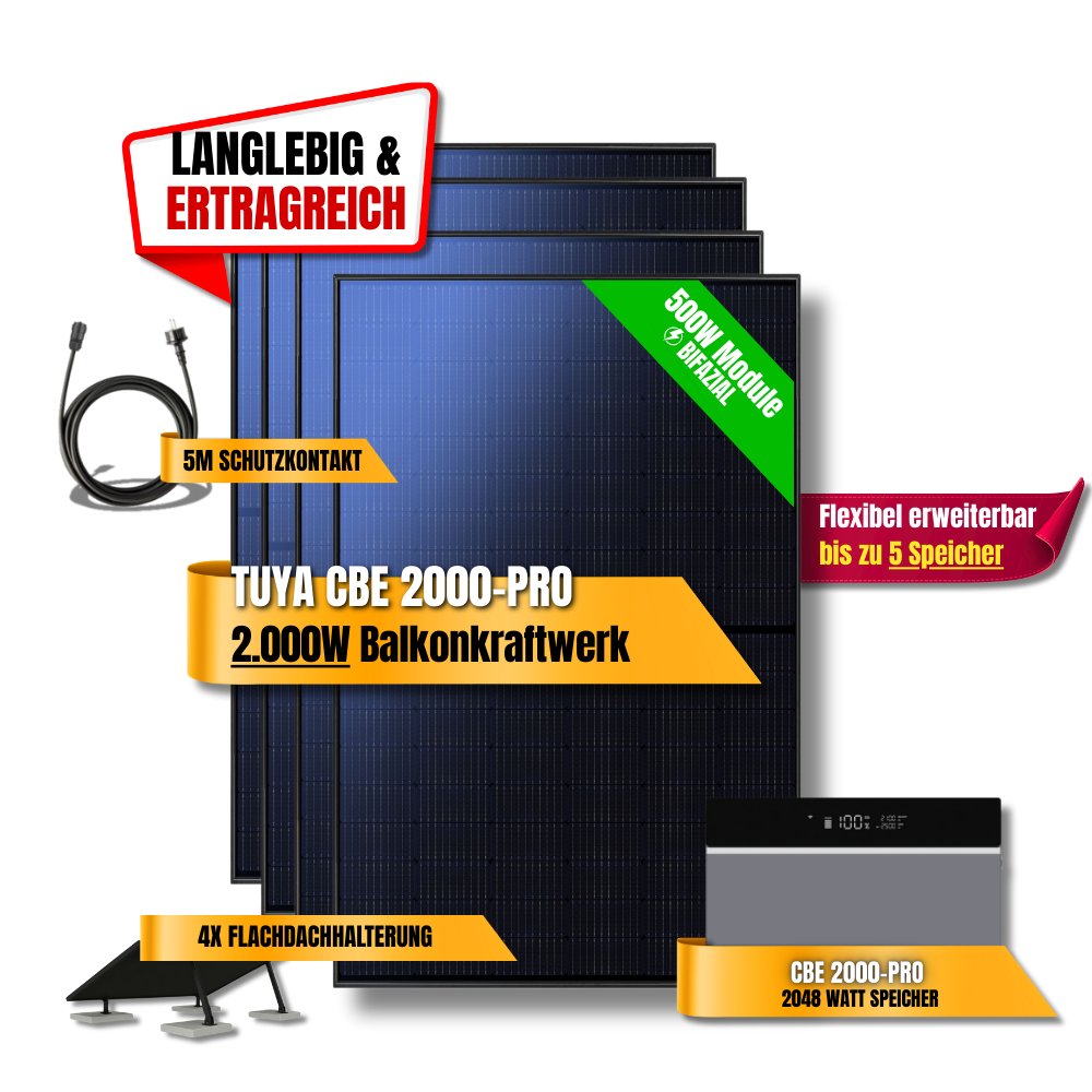 2000 Watt Tuya CBE 2000-Pro Balkonkraftwerk