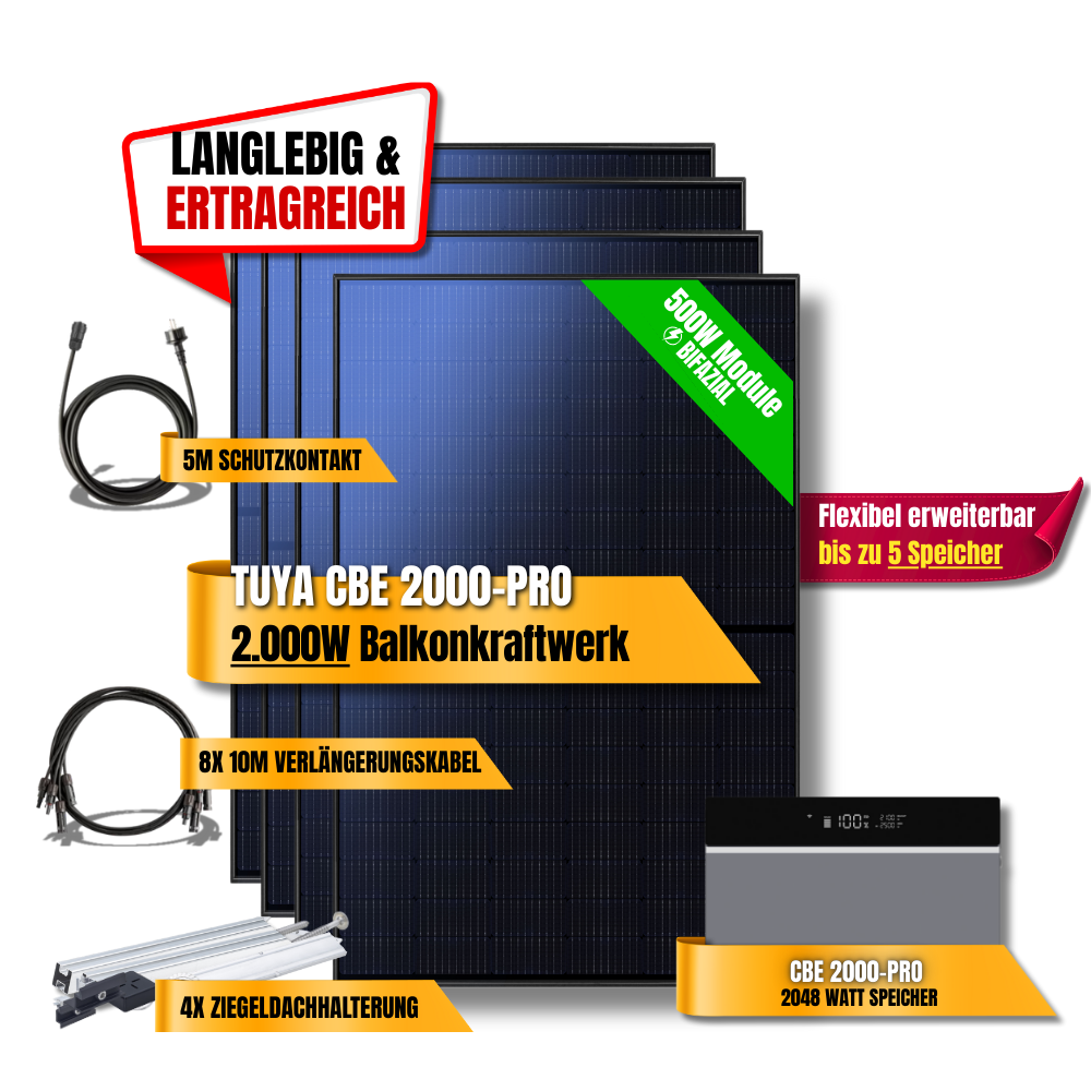 2000 Watt Tuya CBE 2000-Pro Balkonkraftwerk