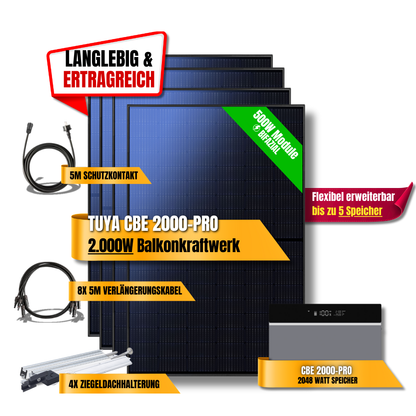 2000 Watt Tuya CBE 2000-Pro Balkonkraftwerk