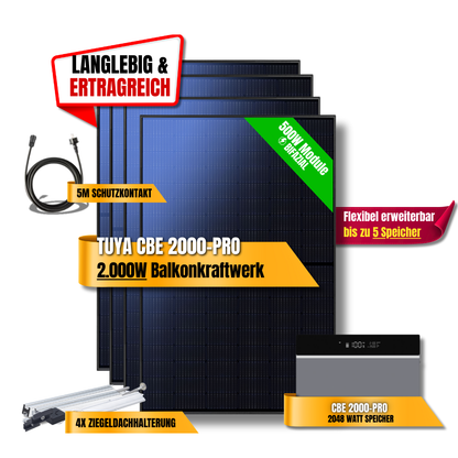 2000 Watt Tuya CBE 2000-Pro Balkonkraftwerk