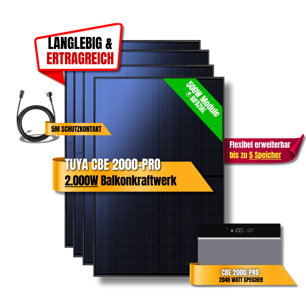 2000 Watt Tuya CBE 2000-Pro Balkonkraftwerk