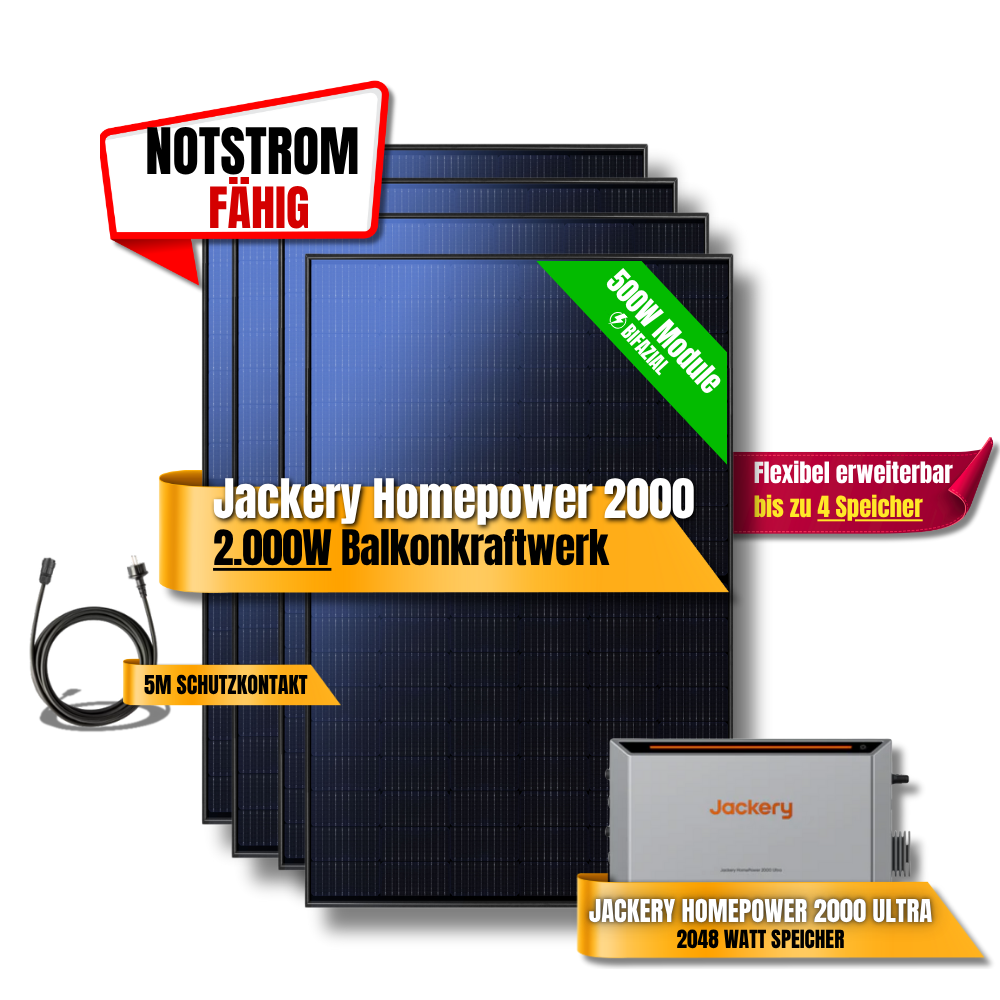 2000W Jackery Home Power Ultra2000 Balkonkraftwerk Speicher 2600W