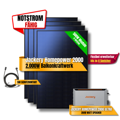 2000W Jackery Home Power Ultra2000 Balkonkraftwerk Speicher 2600W