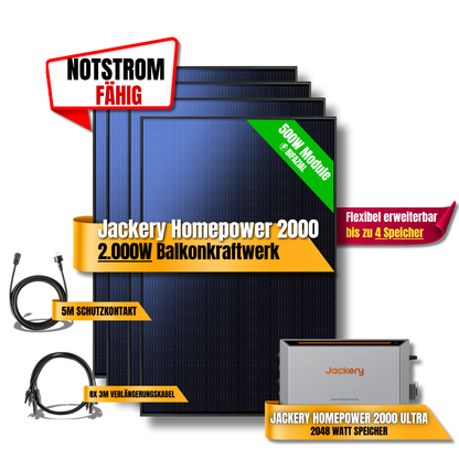 2000W Jackery Home Power Ultra2000 Balkonkraftwerk Speicher 2600W