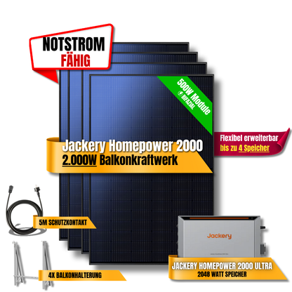 2000W Jackery Home Power Ultra2000 Balkonkraftwerk Speicher 2600W
