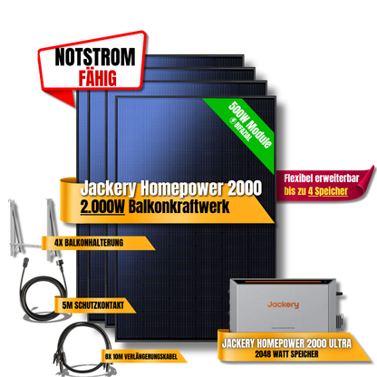 2000W Jackery Home Power Ultra2000 Balkonkraftwerk Speicher 2600W