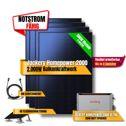 2000W Jackery Home Power Ultra2000 Balkonkraftwerk Speicher 2600W