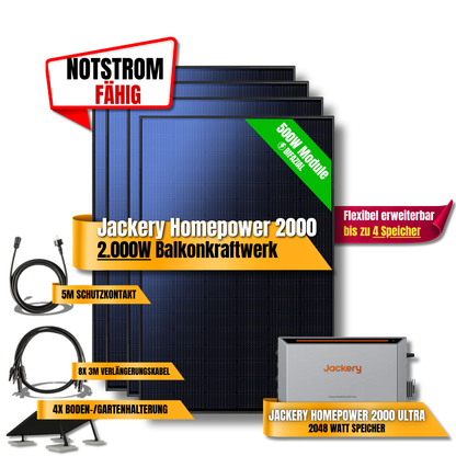 2000W Jackery Home Power Ultra2000 Balkonkraftwerk Speicher 2600W