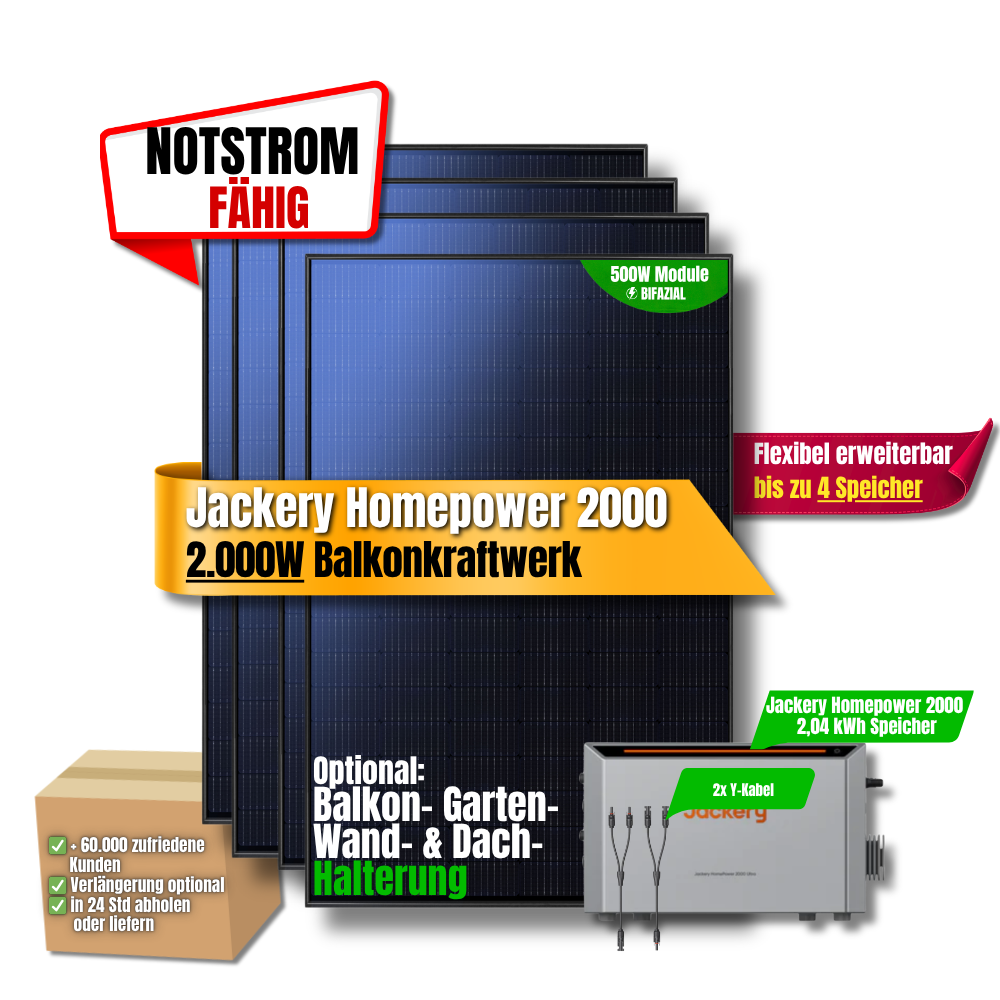 2000 W Balkonkraftwerk Jackery Homepower 2000 Speicher