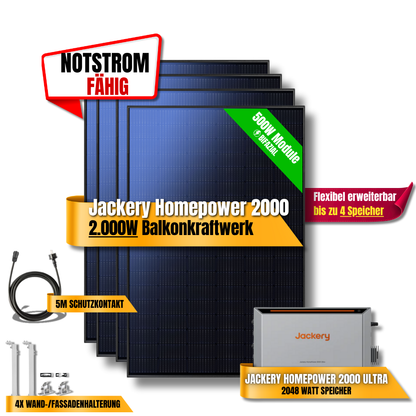 2000W Jackery Home Power Ultra2000 Balkonkraftwerk Speicher 2600W